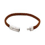 Cudworth - Braided Suede & Steel Calabria Bracelet, 21.5cm x 6mm, Brown