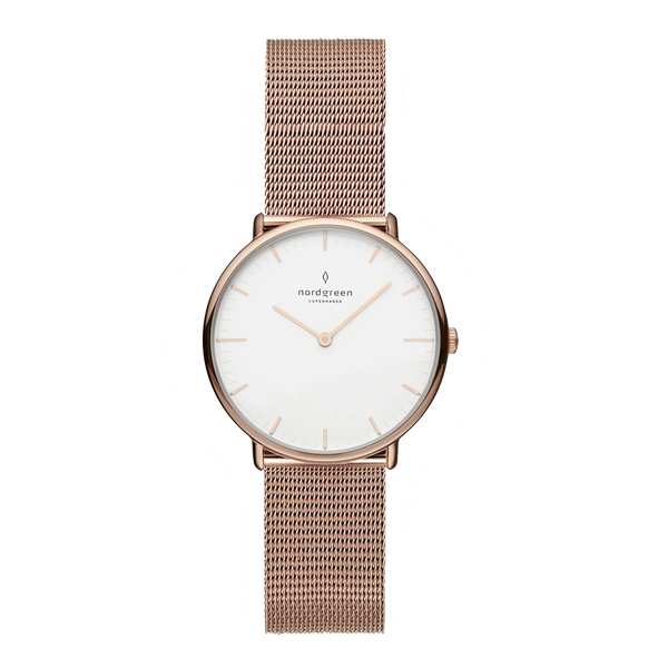 NordGreen - Native Rose Gold & White Dial Watch