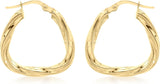 Brent Weatherall -9ct Yellow Gold Twist Triangle Hoop Earrings