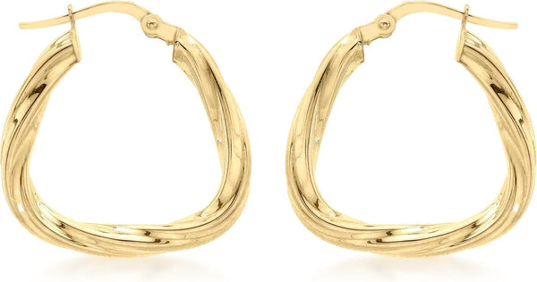Brent Weatherall -9ct Yellow Gold Twist Triangle Hoop Earrings