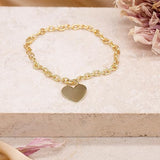 Brent Weatherall - 9ct Yellow Gold Oval Linked Bracelet With Heart Charm