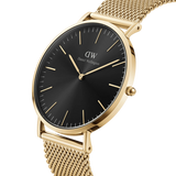 Daniel Wellington - Mesh Onyx 40mm Watch Gold