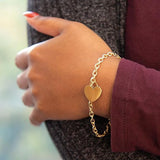 Brent Weatherall - 9ct Yellow Gold Oval Linked Bracelet With Heart Charm