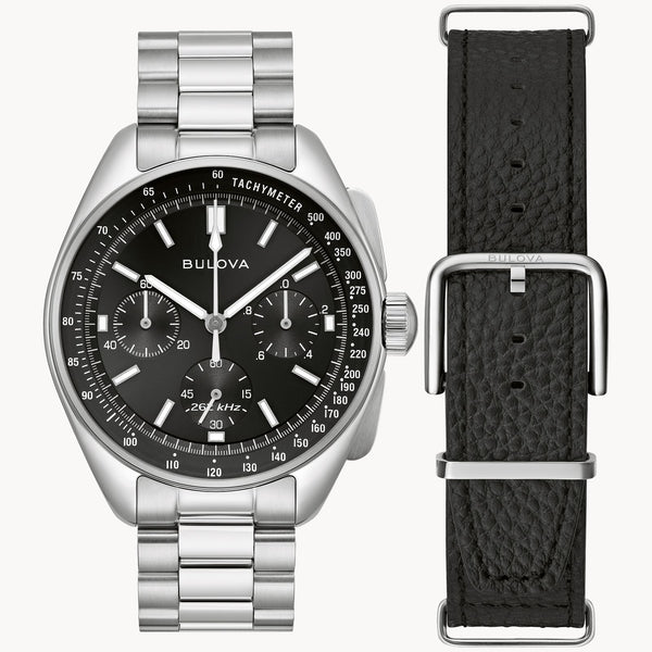 Bulova - Black Dial Stainless Steel Lunar Pilot Watch