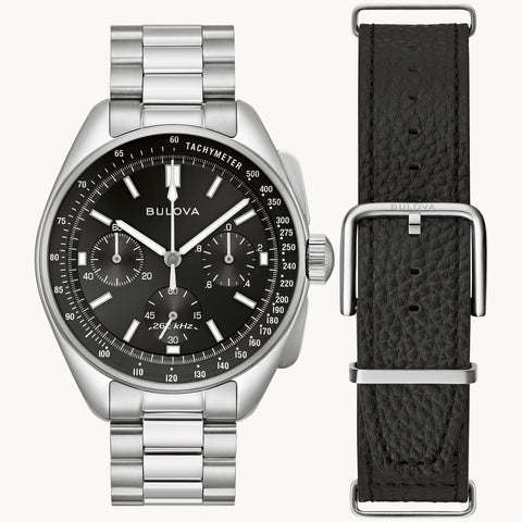 Bulova - Black Dial Stainless Steel Lunar Pilot Watch