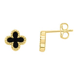 Brent Weatherall - 9ct Yellow Gold Black Onyx Clover Stud Earrings