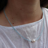 Fabuleux Vous - Silver Perle Aquamarine & Fresh Water Pearl Necklace