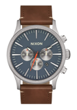 Nixon - Sentry Chrono Leather Lt Gunmetal/Basalt/Sienna