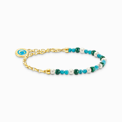 Thomas Sabo CHARMISTA - Turquoise/Gold Plated Bracelet with Charmista Coin