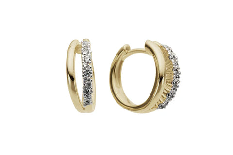 Brent Weatherall - Diamond Hinged Earrings in Yellow Gold with Rhodium Plating