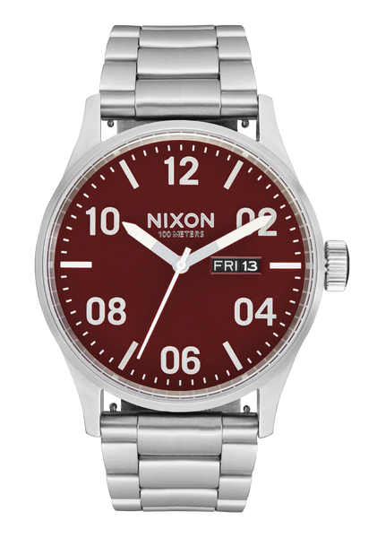 Nixon - Sentry Stainless Steel Silver/Cranberry