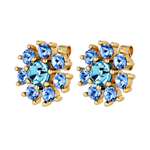 Dyrberg/Kern - Aude Gold Earrings  Light Blue & Aqua