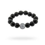 Diva - Onyx & Rhodium Plated Scratch Ball Bracelet