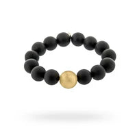 Diva - Onyx & Gold Plated Scratched Ball Bracelet
