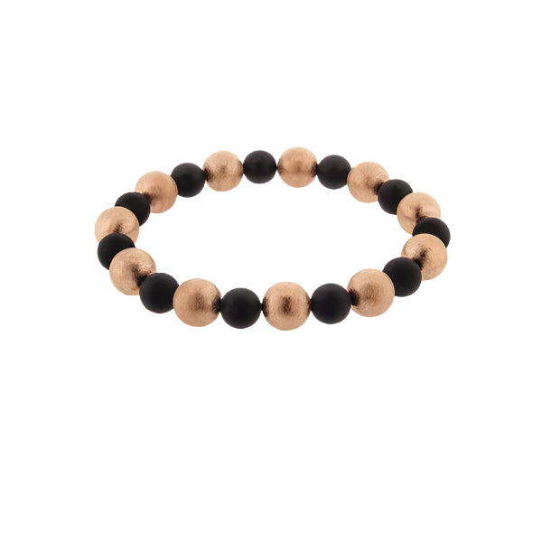 Diva - Onyx & Rose Gold Plated Scratched Bracelet