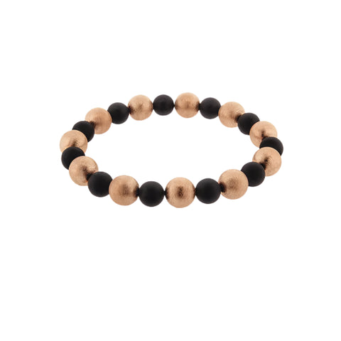 Diva - Onyx & Rose Gold Plated Scratched Bracelet