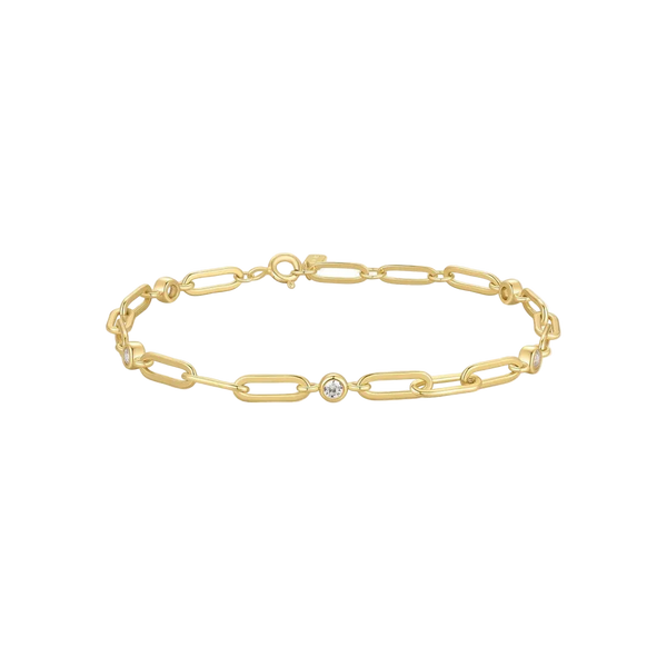 Ania Haie - Gold Bezel Station Paper Clip Bracelet
