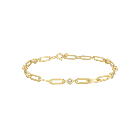 Ania Haie - Gold Bezel Station Paper Clip Bracelet