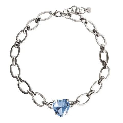 Dyrberg Kern - Braze Shiny Silver Necklace Light Blue