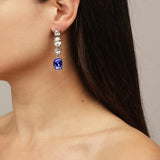 Dyrberg/Kern - Carmen Shiny Silver Earrings  Sapphire &  Crystal