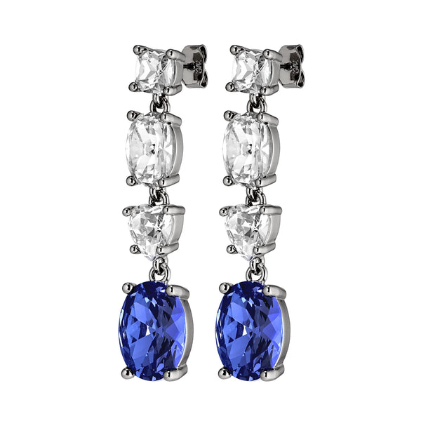 Dyrberg/Kern - Carmen Shiny Silver Earrings  Sapphire &  Crystal