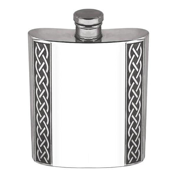 English Pewter Company - 6oz Pewter Hip Flask With Embossed Celtic Design
