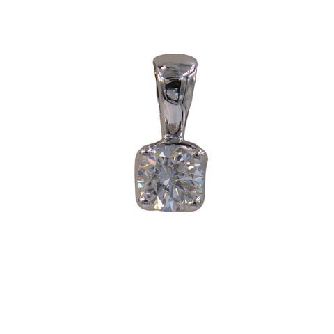 Brent Weatherall Jeweller - 9ct White Gold Brilliant Cut 4X Claw Set .53ct Lab Diamond Pendant