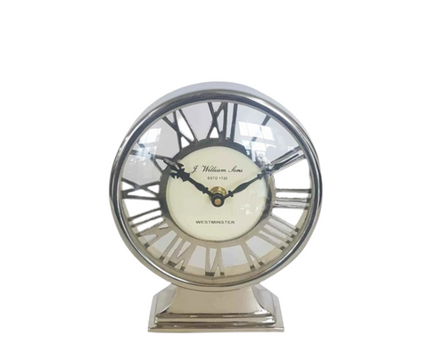 Clock - Alum Steel Table Clock Roman Numbers