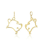Disney Couture Kingdom - Yellow Gold Plated Winnie the Pooh Outline Drop Earrings