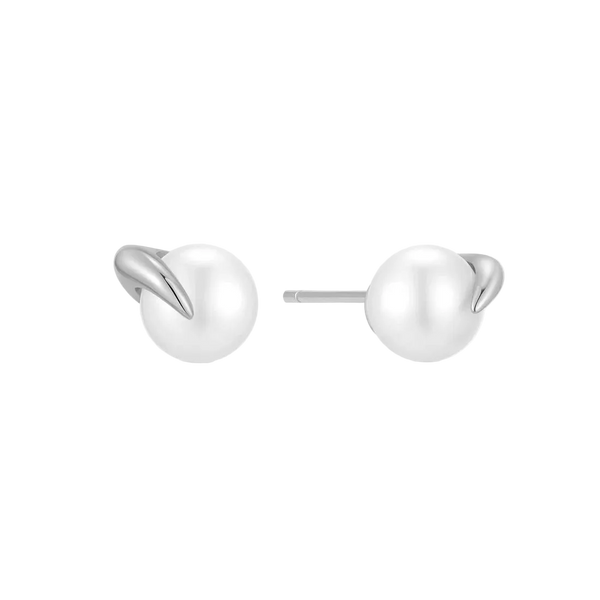 Ania Haie - Silver Pearl Claw Stud Earrings