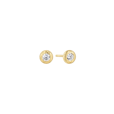 Ania Haie - Gold Textured Bezel-Set Studs