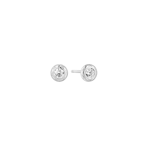 Ania Haie - Silver Textured Bezel-Set Studs