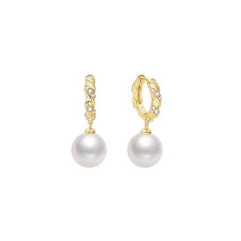 Ania Haie - Luna Shell Pearl Dangling Twisted Huggie