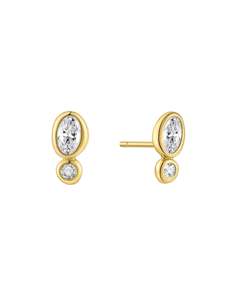 Ania Haie - Gold Bezel Organic Pebble and Round Stone Studs