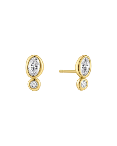 Ania Haie - Gold Bezel Organic Pebble and Round Stone Studs