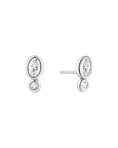 Ania Haie - Silver Bezel Organic Pebble and Round Stone Studs