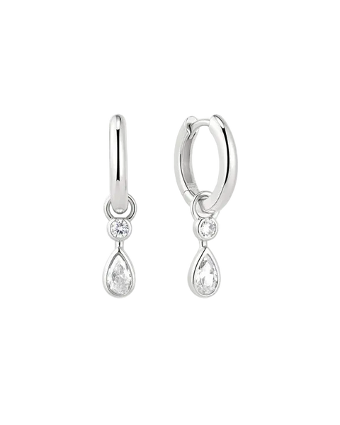 Ania Haie - Wanderer Silver CZ Teardrop Huggies