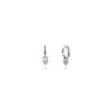 Georgini - Sweetheart Sparkly Heart Mini Drop Hoops - Silver