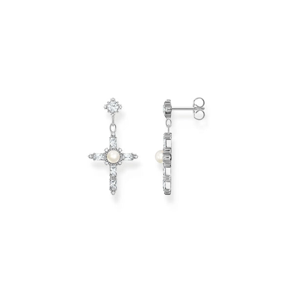 Thomas Sabo - Romance Earrings White Cross With Pearl And CZ