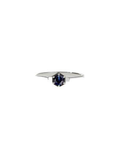 Meadowlark - Hexagon Solitaire Blue Sapphire Sterling Silver