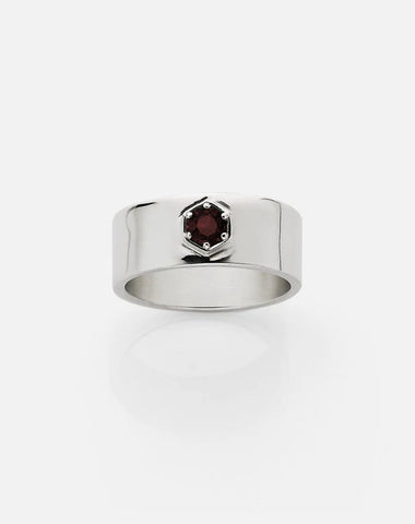 Meadowlark - Hex Stone Band Silver Thai Garnet