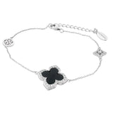 Georgini - Midnight Velvet Silver Black Agate Clover Bracelet