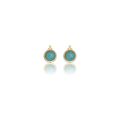 Diamonds by Georgini - Turquoise and Two Natural Diamond December Earrings Gold Plate