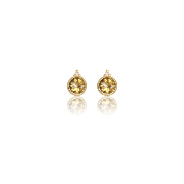 Diamonds by Georgini - Natural Citrine and Two Natural Diamond November Earrings Gold