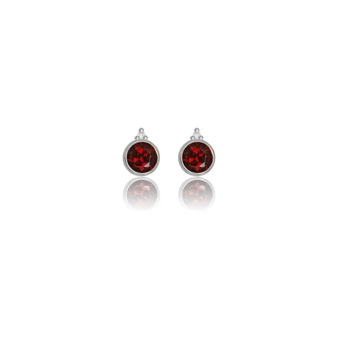 Diamonds by Georgini - Natural Garnet and Two Natural Diamond January Earrings Silver