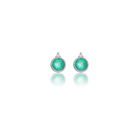 Diamonds by Georgini Natural - Green Agate and Two Natural Diamond May Earrings Silver