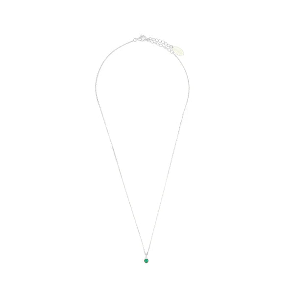 Diamonds by Georgini - Natural Green Agate and Diamond May Pendant Silver