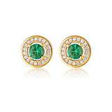 Georgini - Milestone Emerald Nano & White Cubic Zirconia Halo Earrings Gold