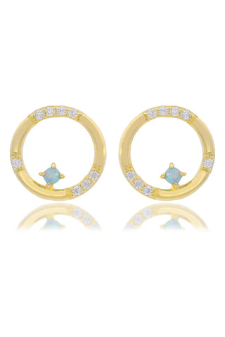 Georgini - Opal Glow Blue Created Opal Circle Earrings Gold