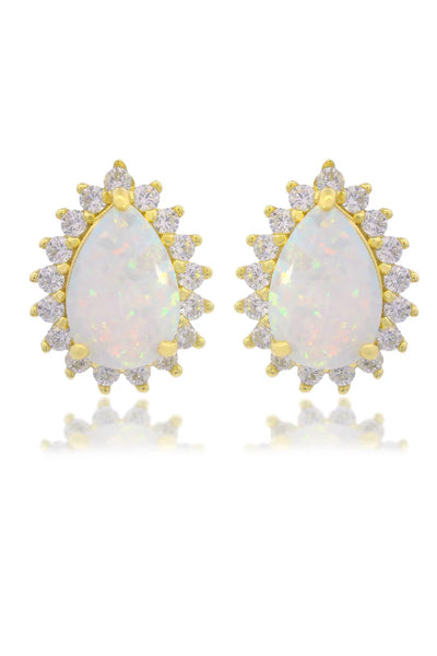 Georgini - Opal Glow Rozelle White Created Opal Earrings Gold